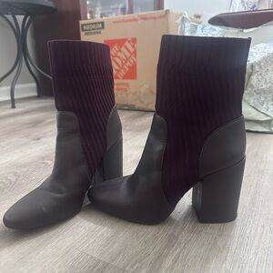 Vince Camuto Burgundy and Dark Brown Heeled Boots